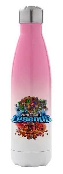 Minecraft legends — Metal mug thermos Pink/White (Stainless steel), double wall, 500ml