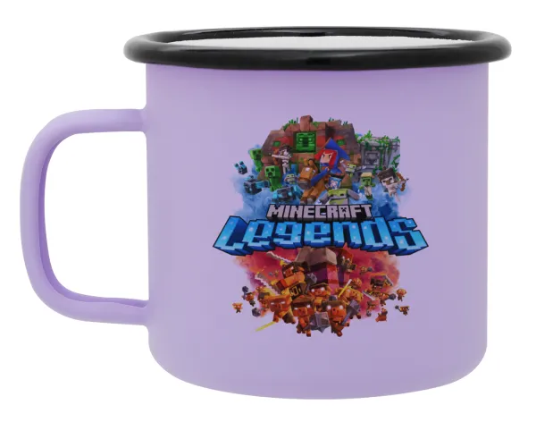 Minecraft legends — Metal enamel mug, matte light pastel purple, 360ml