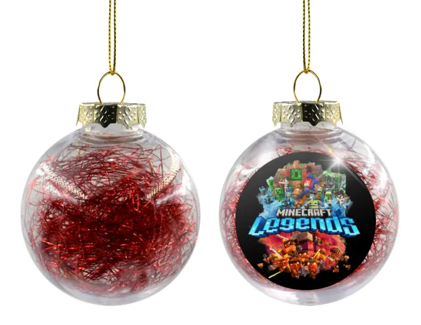 Minecraft legends — Transparent Christmas tree ball ornament with red filling 8cm