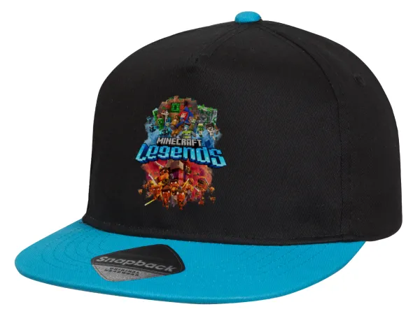 Minecraft legends — Child's Flat Snapback Hat, Black/Blue (100% COTTON, CHILD, UNISEX, ONE SIZE)