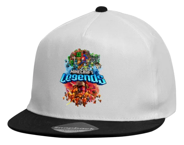 Minecraft legends — Child's Flat Snapback Hat, White (100% COTTON, CHILDREN'S, UNISEX, ONE SIZE)