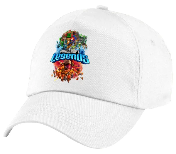 Minecraft legends — Children's Baseball Cap, 100% Cotton Twill, White (COTTON, CHILDREN'S, UNISEX, ONE SIZE)