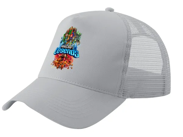 Minecraft legends — Adult Structured Trucker Hat, with Mesh, GRAY (100% COTTON, ADULT, UNISEX, ONE SIZE)