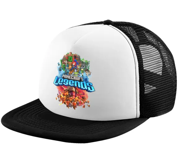 Minecraft legends — Adult Soft Trucker Hat with Black/White Mesh (POLYESTER, ADULT, UNISEX, ONE SIZE)
