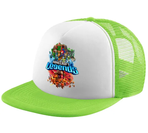 Minecraft legends — Child's Soft Trucker Hat with Green/White Mesh (POLYESTER, CHILDREN'S, ONE SIZE)