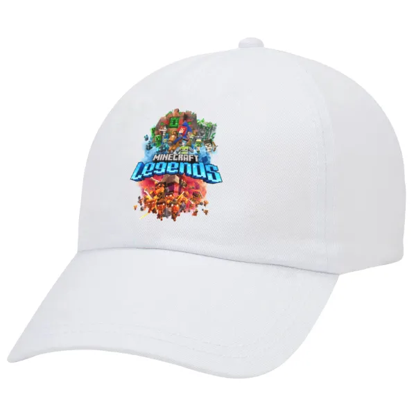 Minecraft legends — Adult Baseball Cap White 5-panel (POLYESTER, ADULT, UNISEX, ONE SIZE)