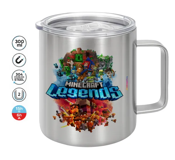 Minecraft legends — Double-walled stainless steel mug 300ml with temperature-retaining lid