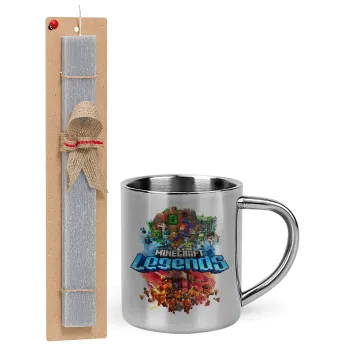 Minecraft legends, Easter Set, metallic thermal cup (300ml) & Easter aromatic flat candle (30cm) (GRAY)