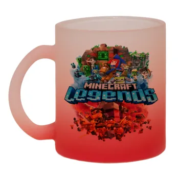 Minecraft legends, Κούπα γυάλινη δίχρωμη με βάση το κόκκινο ματ, 330ml