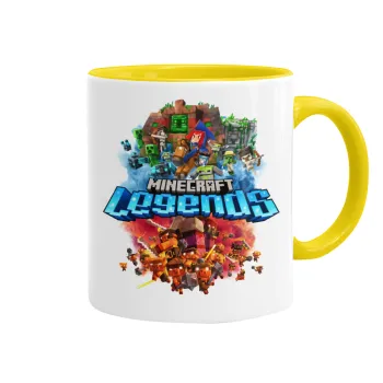 Minecraft legends, Κούπα χρωματιστή κίτρινη, κεραμική, 330ml