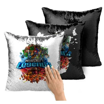 Minecraft legends, Μαξιλάρι καναπέ Μαγικό Μαύρο με πούλιες 40x40cm περιέχεται το γέμισμα
