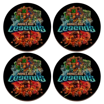 Minecraft legends, ΣΕΤ x4 Σουβέρ ξύλινα στρογγυλά plywood (9cm)