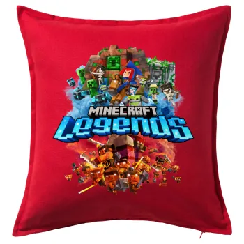 Minecraft legends, Μαξιλάρι καναπέ Κόκκινο 100% βαμβάκι, περιέχεται το γέμισμα (50x50cm)