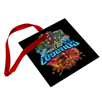 Minecraft legends, Christmas ornament, glass square ornament 9x9cm