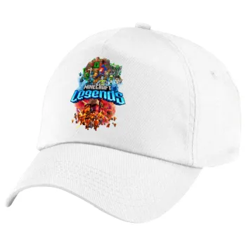 Minecraft legends, Πεντάφυλλο καπέλο Λευκό, 100% Βαμβακερό (Twill), με ρύθμιση, unisex