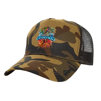 Minecraft legends, Adult Structured Trucker Hat, with Mesh, (Camouflage) Army (100% COTTON, ADULT, UNISEX, ONE SIZE)