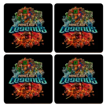 Minecraft legends, ΣΕΤ x4 Σουβέρ ξύλινα τετράγωνα plywood (9cm)