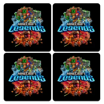 Minecraft legends, ΣΕΤ 4 Σουβέρ ξύλινα τετράγωνα (9cm)