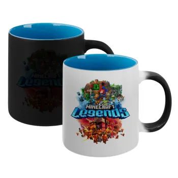 Minecraft legends, Κούπα Μαγική εσωτερικό μπλε, κεραμική 330ml που αλλάζει χρώμα με το ζεστό ρόφημα