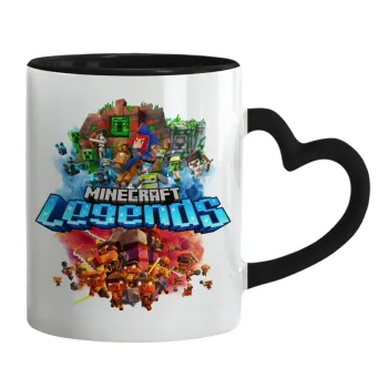 Minecraft legends, Κούπα καρδιά χερούλι μαύρη, κεραμική, 330ml