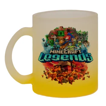 Minecraft legends, Κούπα γυάλινη δίχρωμη με βάση το κίτρινο ματ, 330ml