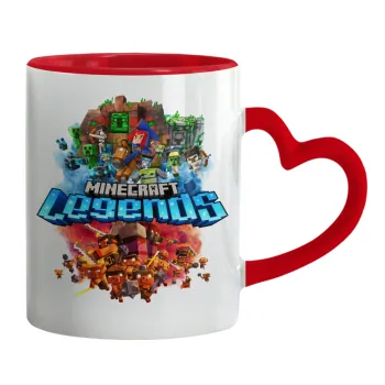 Minecraft legends, Κούπα καρδιά χερούλι κόκκινη, κεραμική, 330ml