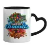 Mug heart black handle, ceramic, 330ml