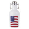 Σημαία Αμερικής, Μεταλλικό παγούρι Λευκό (Stainless steel) με καπάκι ασφαλείας 1L