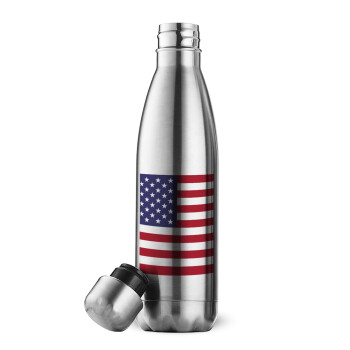 USA Flag, Inox (Stainless steel) double-walled metal mug, 500ml