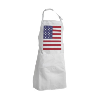 USA Flag, Adult Chef Apron (with sliders and 2 pockets)
