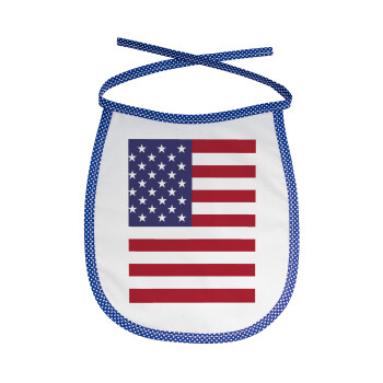 USA Flag, Σαλιάρα μωρού αλέκιαστη με κορδόνι Μπλε
