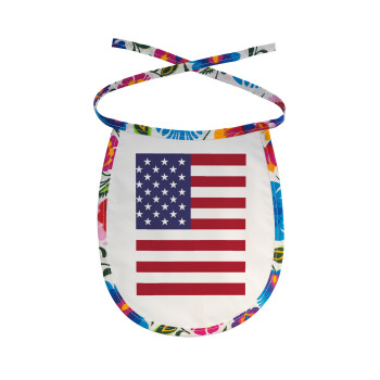 USA Flag, Σαλιάρα μωρού αλέκιαστη με κορδόνι Χρωματιστή