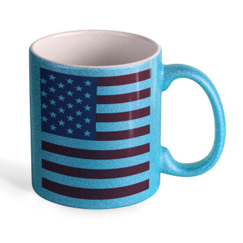Σημαία Αμερικής, Κούπα Σιέλ Glitter που γυαλίζει, κεραμική, 330ml