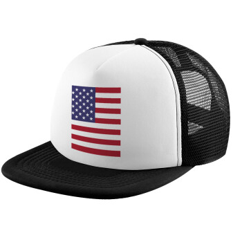 USA Flag, Καπέλο Soft Trucker με Δίχτυ Black/White 