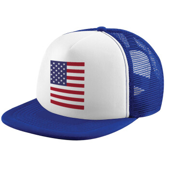 USA Flag, Καπέλο Soft Trucker με Δίχτυ Blue/White 