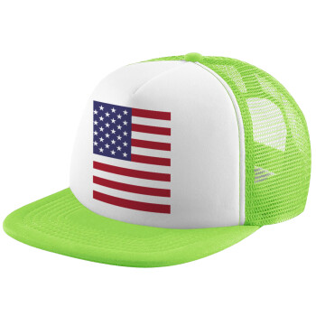 Σημαία Αμερικής, Καπέλο Soft Trucker με Δίχτυ Πράσινο/Λευκό
