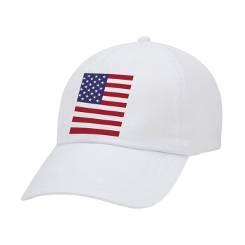 Σημαία Αμερικής, Καπέλο Ενηλίκων Baseball Λευκό 5-φύλλο (POLYESTER, ΕΝΗΛΙΚΩΝ, UNISEX, ONE SIZE)