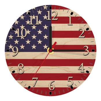 Σημαία Αμερικής, Ρολόι τοίχου ξύλινο plywood (20cm)