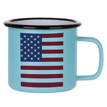 USA Flag, Κούπα Μεταλλική εμαγιέ ΜΑΤ σιέλ 360ml