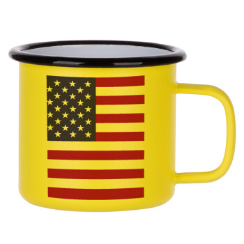Σημαία Αμερικής, Κούπα Μεταλλική εμαγιέ ΜΑΤ Κίτρινη 360ml