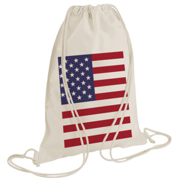 Σημαία Αμερικής, Τσάντα πλάτης πουγκί GYMBAG natural (28x40cm)