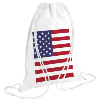 Σημαία Αμερικής, Τσάντα πλάτης πουγκί GYMBAG λευκή (28x40cm)