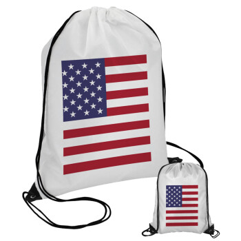 USA Flag, Τσάντα πουγκί με μαύρα κορδόνια (1 τεμάχιο)