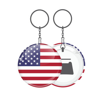 USA Flag, Μπρελόκ μεταλλικό 5cm με ανοιχτήρι