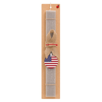 USA Flag, Easter Set, wooden keychain & scented Easter candle flat (30cm) (GRAY)