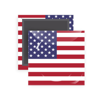 USA Flag, Μαγνητάκι ψυγείου τετράγωνο διάστασης 5x5cm