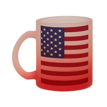 Σημαία Αμερικής, Κούπα γυάλινη δίχρωμη με βάση το κόκκινο ματ, 330ml