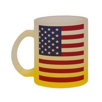 Σημαία Αμερικής, Κούπα γυάλινη δίχρωμη με βάση το κίτρινο ματ, 330ml