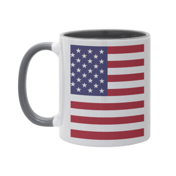 Σημαία Αμερικής, Κούπα χρωματιστή γκρι, κεραμική, 330ml