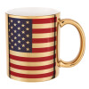 Σημαία Αμερικής, Κούπα κεραμική, χρυσή καθρέπτης, 330ml